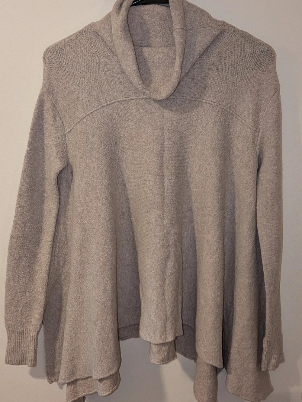 Free People Taupe Cowl Neck Swing Sweater